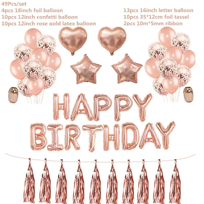 Rose Gold Party Disposable Tableware Set Paper Plate Cup Kids Adult Birthday Wedding Bachelorette Party Decoration Baby Shower