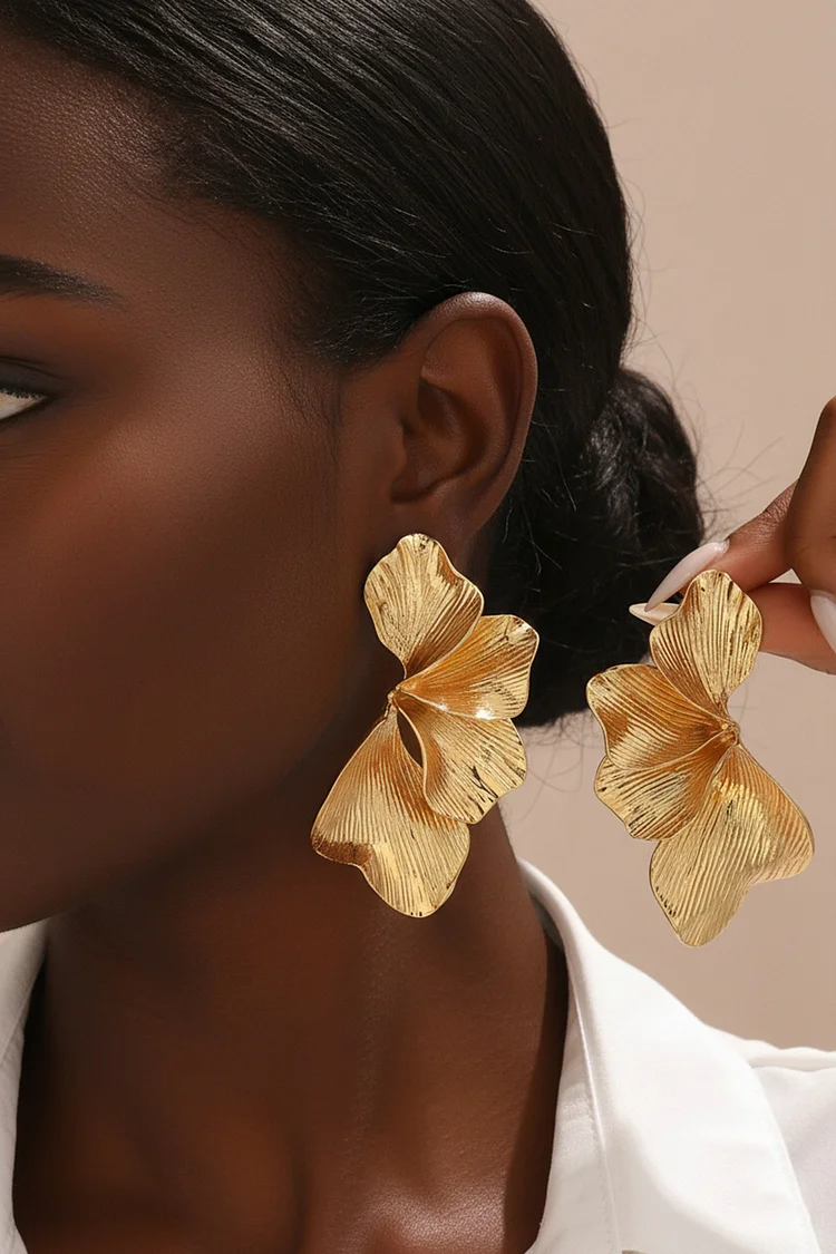 Party Simple Geometric Flower Petal Alloy Dangle Earrings 2024 - Xpluswear