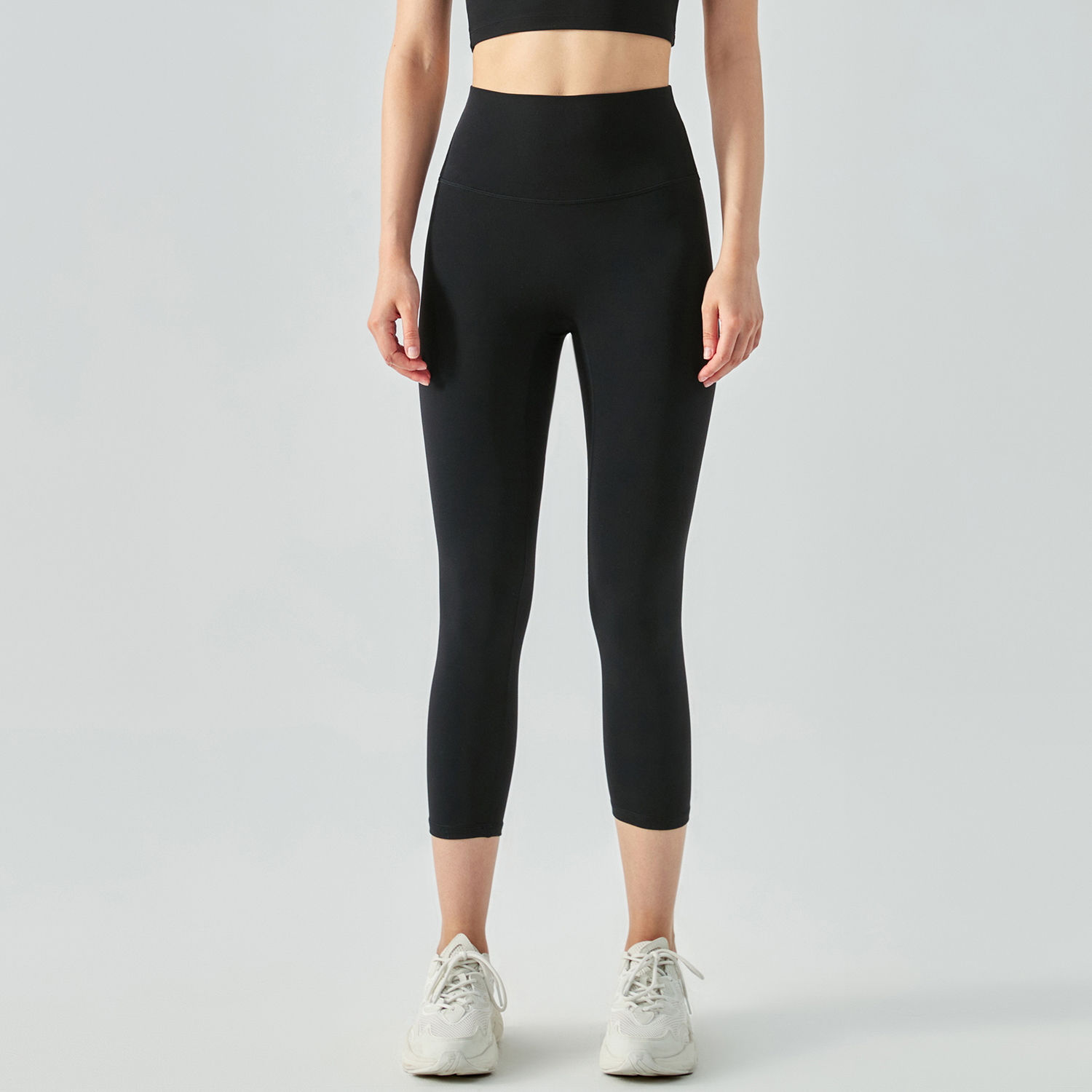 Buy different colors and types of no front seam slim fit freely stretchable fitness squat proof not see through comfy workout sports gym capri on Hergymclothing Black
