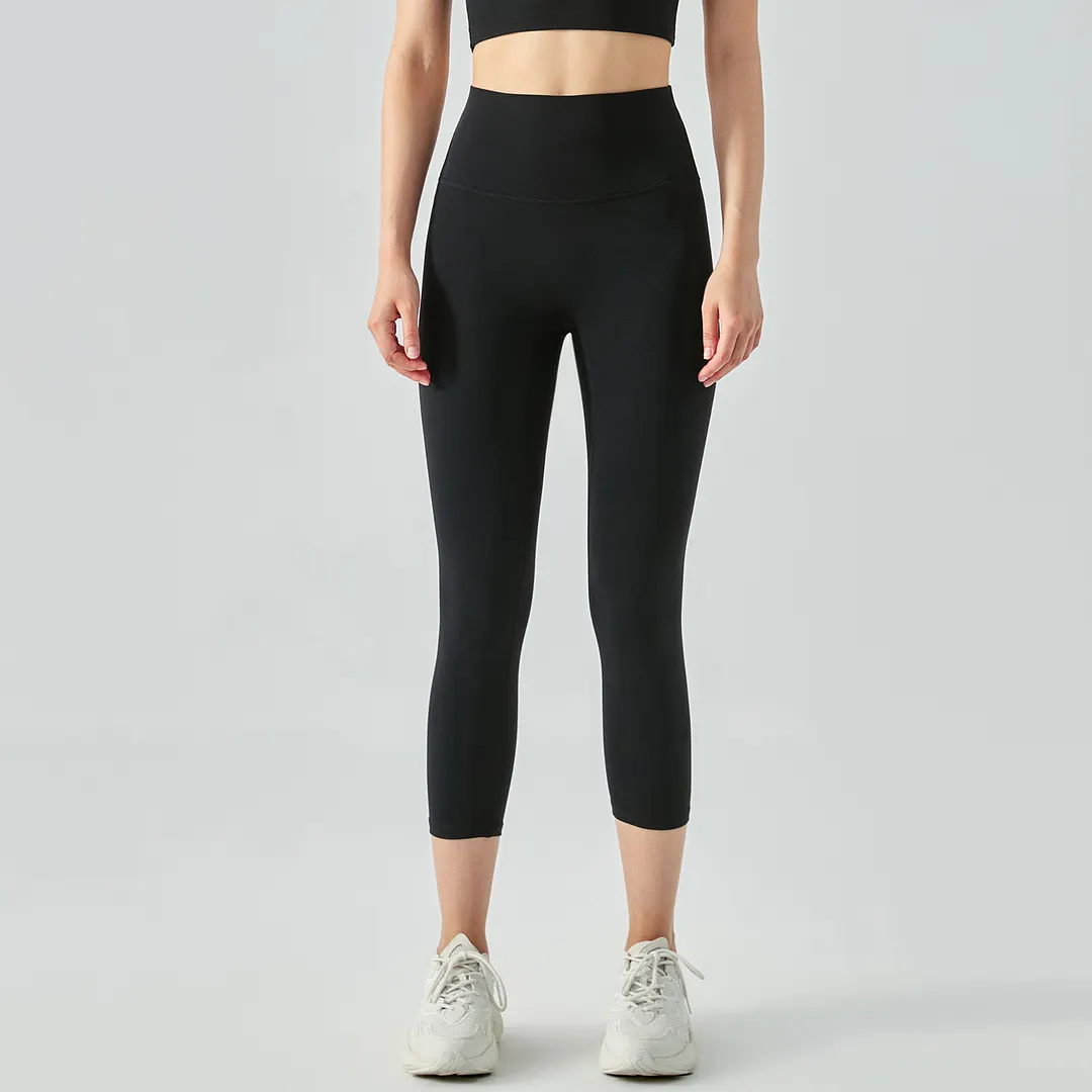 Buy different colors and types of no front seam slim fit freely stretchable fitness squat proof not see through comfy workout sports gym capri on Hergymclothing Black