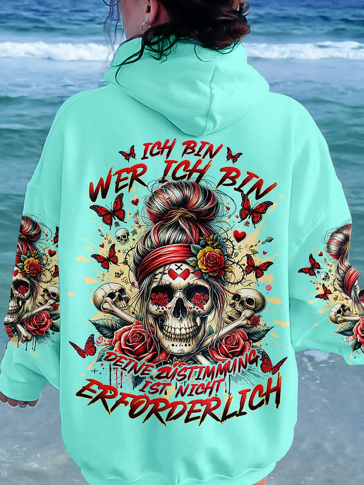 Damen ICH BIN WER ICH BIN VOLL STÄN DIGER DRUCK Bedruckter Hoodie