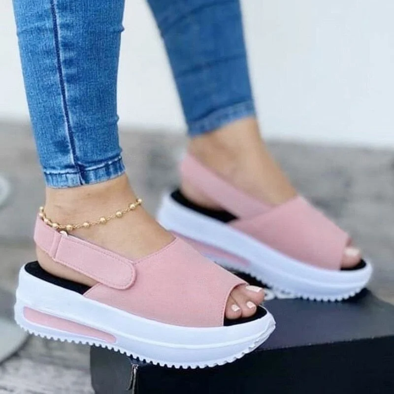 2021 Summer Women Slipper Buckle Decoration Beach Sandals Female Wedge Shoes Lady  Outdoor Non-slip Slippers Fashion Flip-flops 515-1