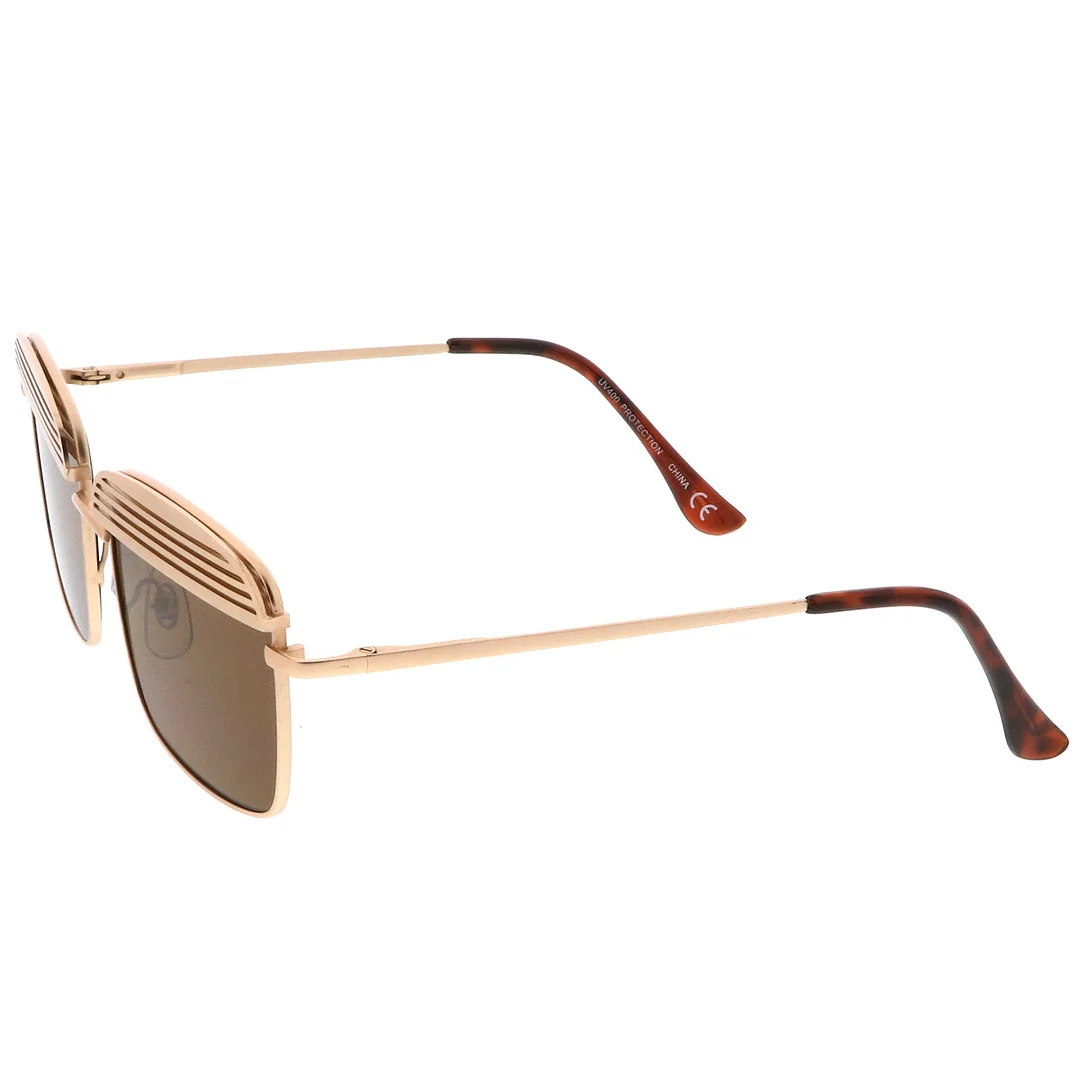 Modern Ultra Slim Arms Metal Cover Super Flat Lens Square glasses 53mm