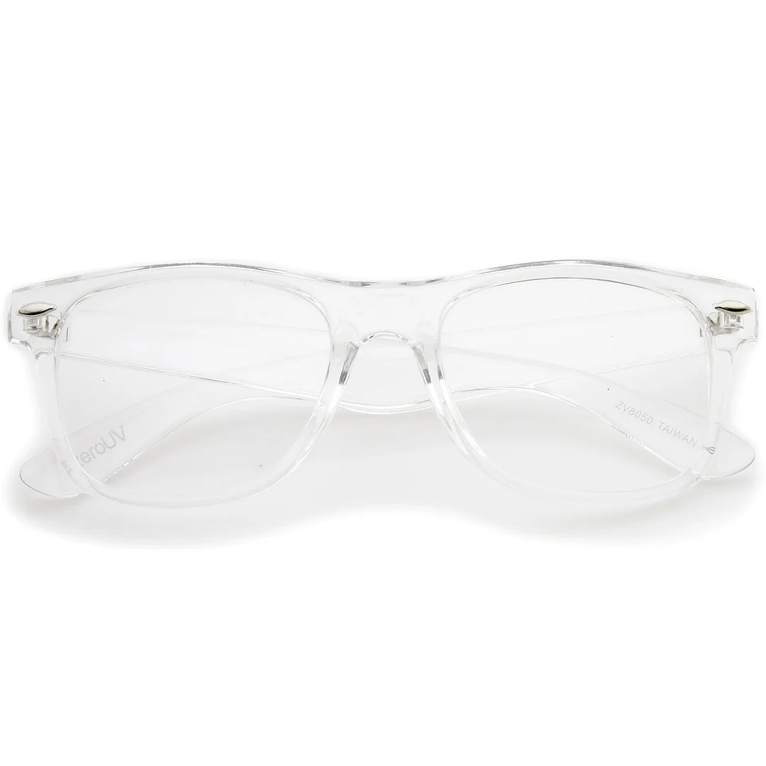 Retro Wide Temple Clear Lens Horn Rimmed Eyeglasses 54mm