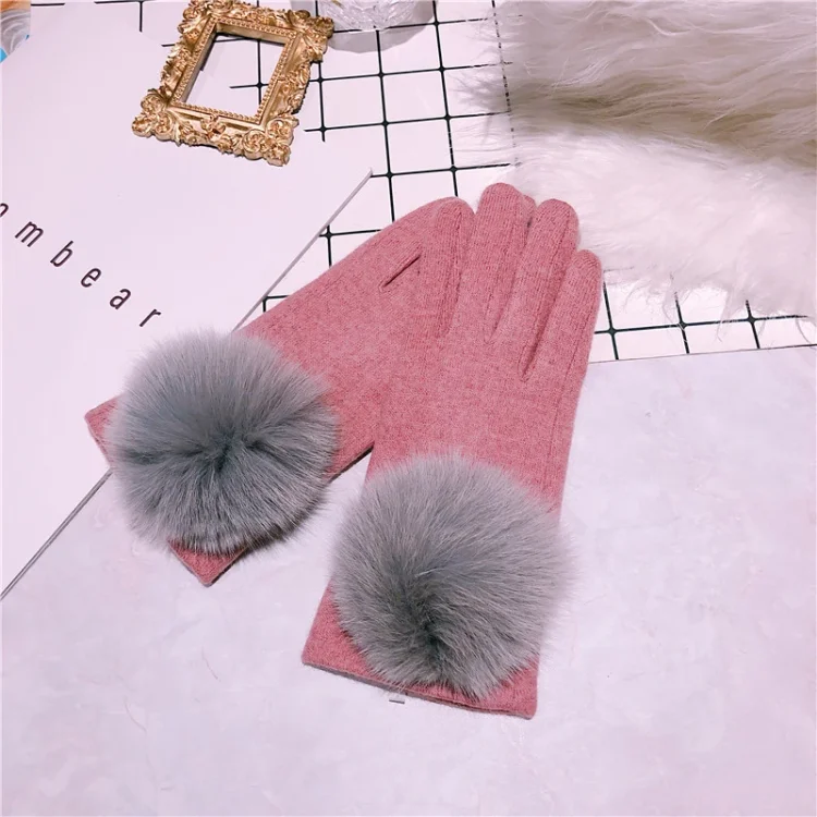 Fox Plush Knitted Warm Gloves