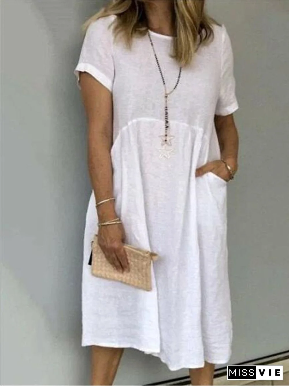 Pullover Ethnic Temperament Commuter Dress White Dresses