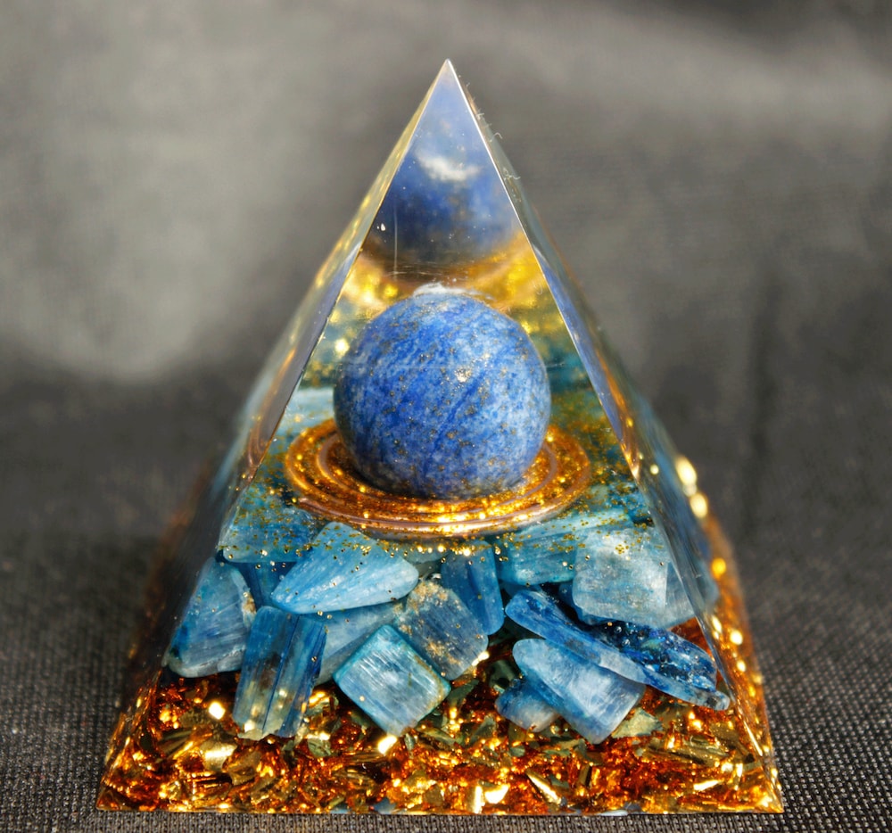 

Orgone Pyramid Chakra - Kyanite-Gold, 501 Original
