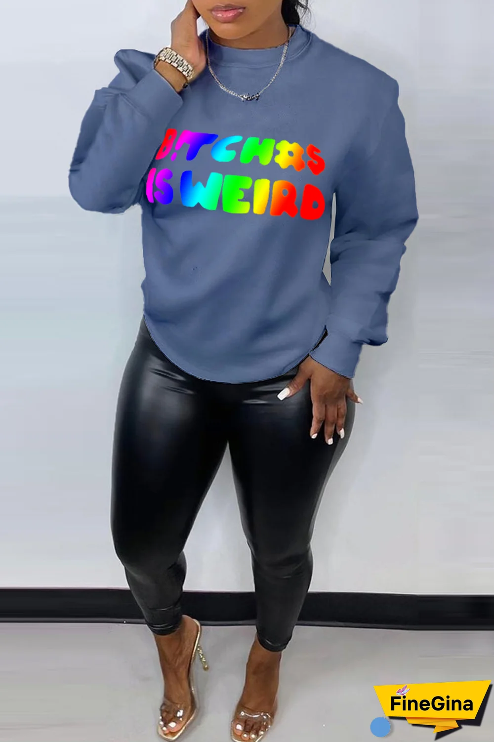 Yellow Street Vintage Print Patchwork Letter O Neck Tops