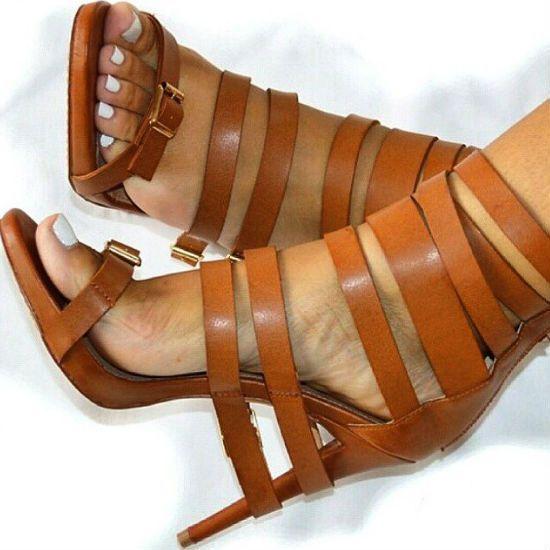 GOOSHOE PU Belt Buckle Stiletto Heel Peep-toe Zipper High Heel Dress Sandals