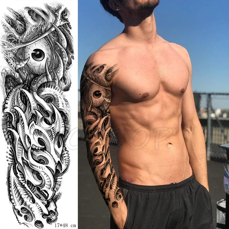 Waterproof Temporary Tattoo Sticker Full Arm Large Virgin Cross Tatoo Stickers Flash Fake Tattoos for Men Women