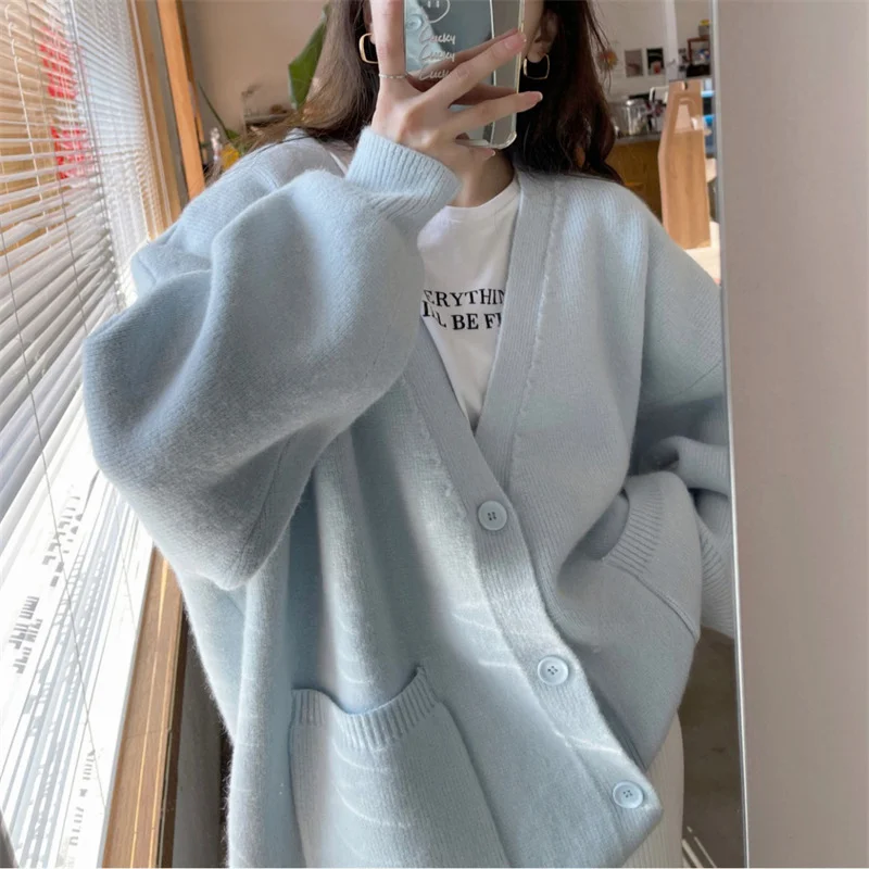 Toloer Toloer And Autumn Korean Version Candy Color Reduction Age Soft Waxy Knit Cardigan Female 2024 New Fashion Lazy Wind Milk Department Sweater-Outfit Ideas