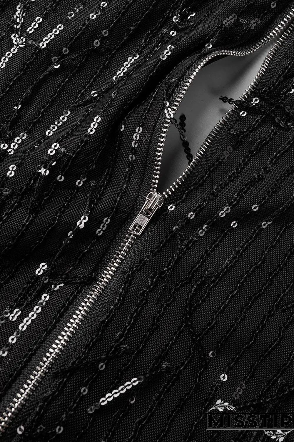 Black Casual Patchwork Tassel Sequins V Neck Long Sleeve Dresses