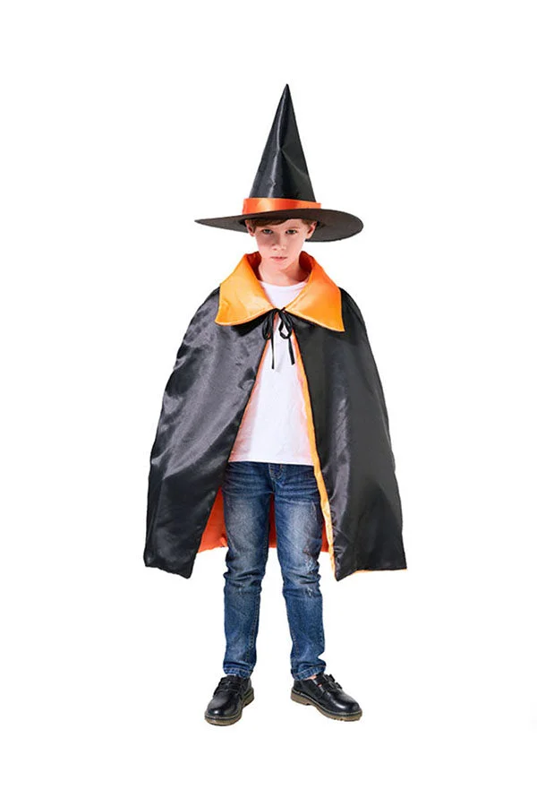 Stylish Cool Halloween Magic Cloak Witch Kids Costume Orange-elleschic