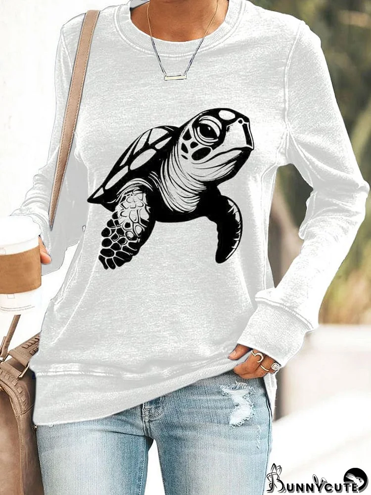 Women's Turtle Art Print Casual Sweatshirt