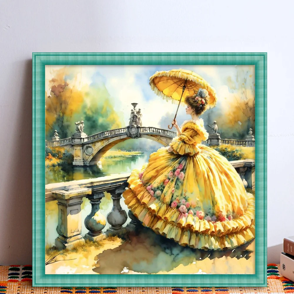 11CT Full Stamped Cross Stitch - Vintage Lady(Canvas|50*50CM)