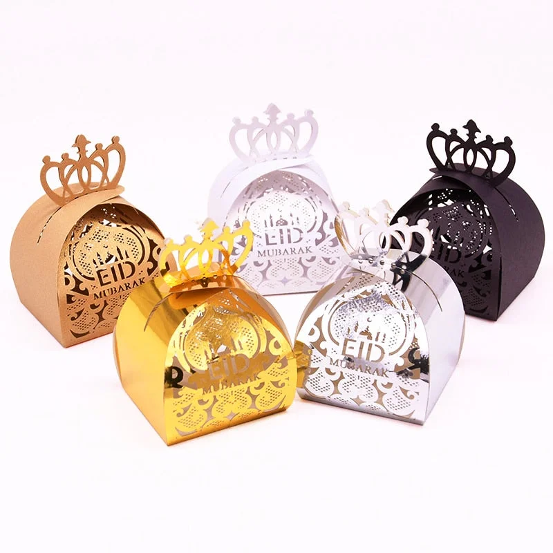 10/20pcs EID Mubarak Chocolate Candy Box Cookie Gift Packaging Boxes Bag Ramadan Kareem Decoration Islamic Muslim Party Supplies