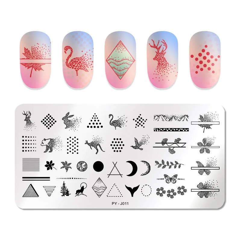 PICT YOU Rectangle Stamping Plates Rose Flower Series Image Design Stamp Stainless Steel Nail Art Design Template Tools J002-Nail Inspo