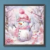 Winter Pink Snowman-Full Round Diamond Painting 30*30CM