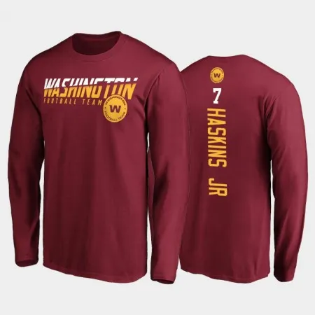Men's Washington Football Team #7 Dwayne Haskins Jr. 2020 Burgundy Disrupt Mascot Long Sleeve T-shirt