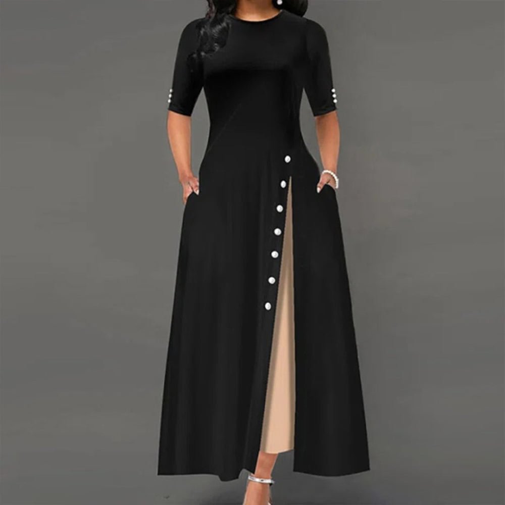 Classy Short Sleeve Round Neck Maxi Dress