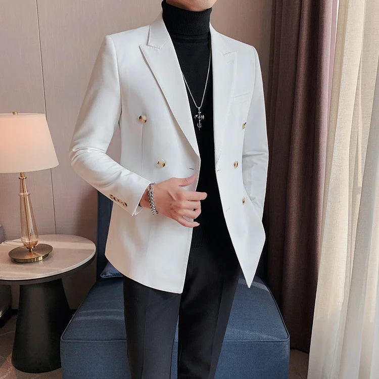 Double Brewed Seersucker Suit Fall Winter Men Jacket Vintage Casual Suit