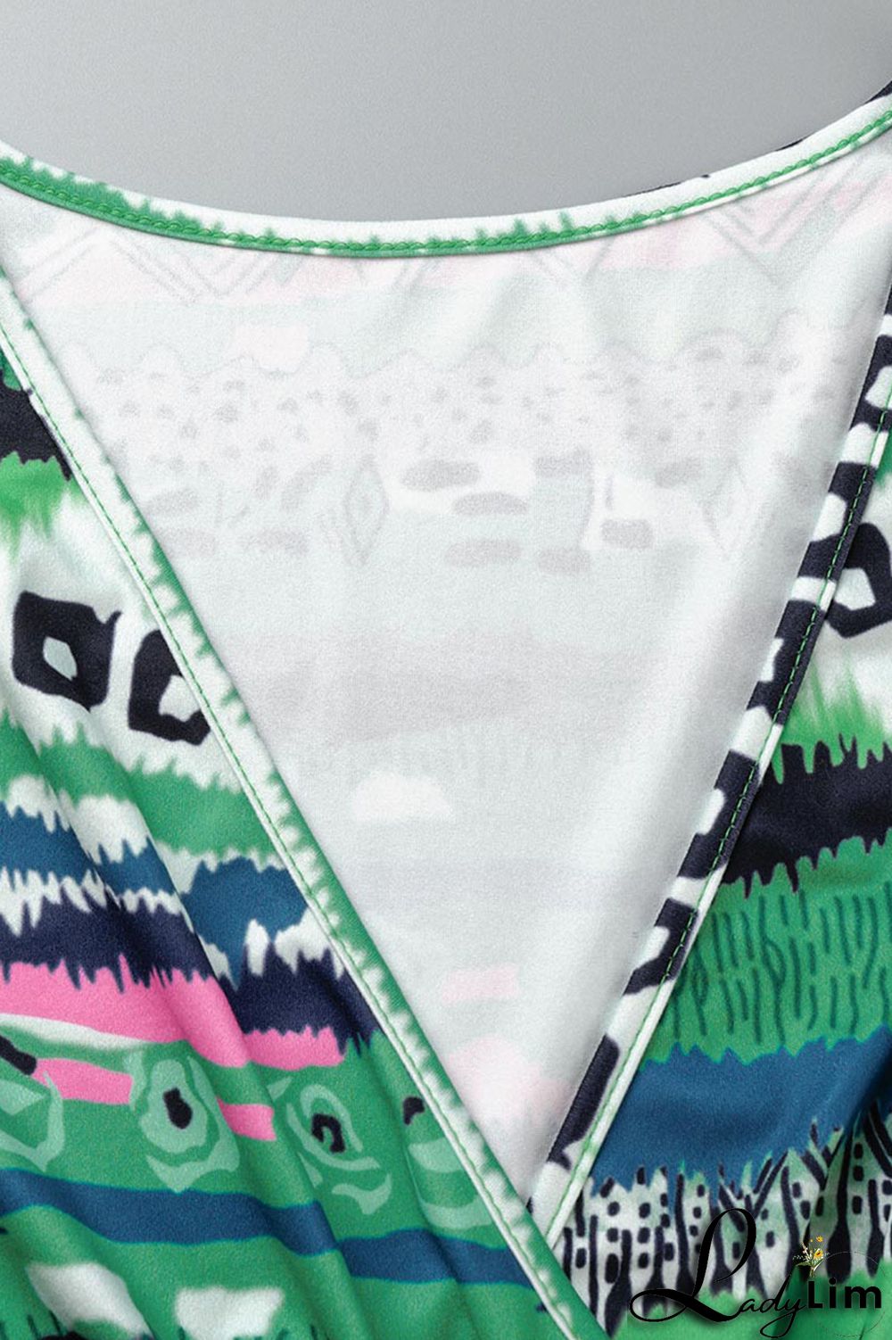 Yellow Casual Print Bandage Patchwork V Neck Long Sleeve Plus Size Dresses