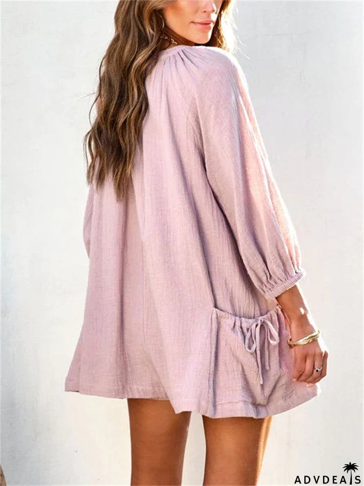 V Neck Side Pocket Vacation Short Jumpsuits for Lady