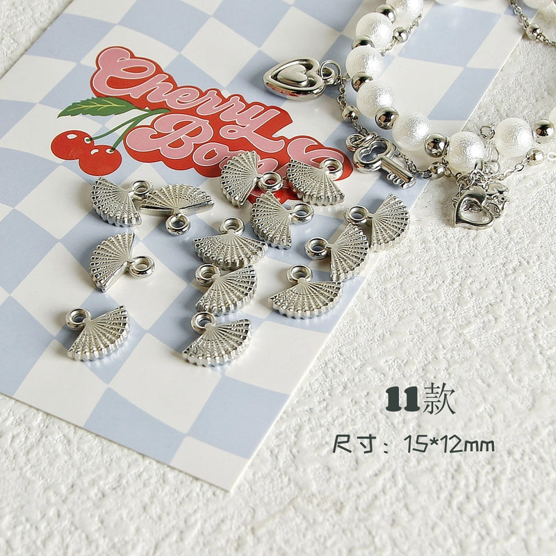 10 PCS/Package 7 * 12mm Arylic Cross Cherry Bow Knot Polished Pendant Jewelry Accessories