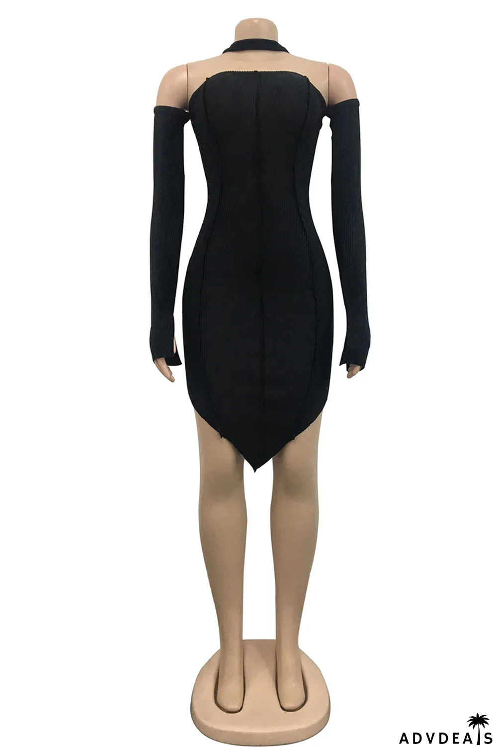 Green Fashion Sexy Solid Patchwork Backless Off the Shoulder Long Sleeve Dresses