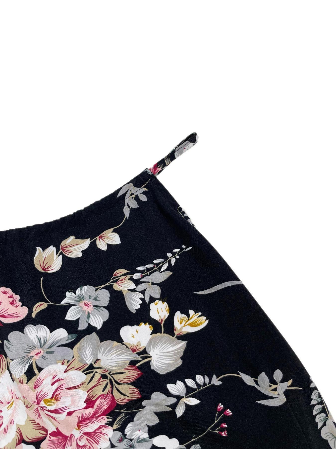 Women's Floral Print Split Thigh Halter Dress, Elegant Chic Boho Style Tie Back Design Long Dress for Spring Summer Fall, Bohemian