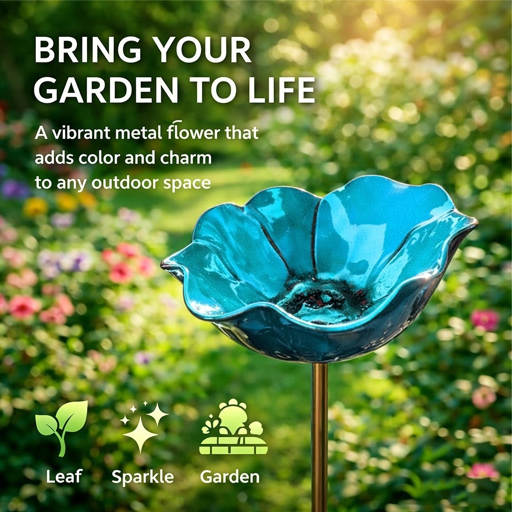 🐦 Handcrafted Outdoor Metal Flower Garden Stakes 🐦