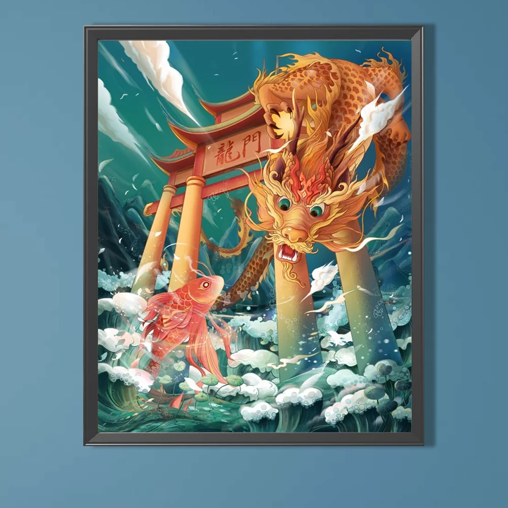 Full Round Diamond Painting 40*50cm - Fish Leaps Over Dragon Gate