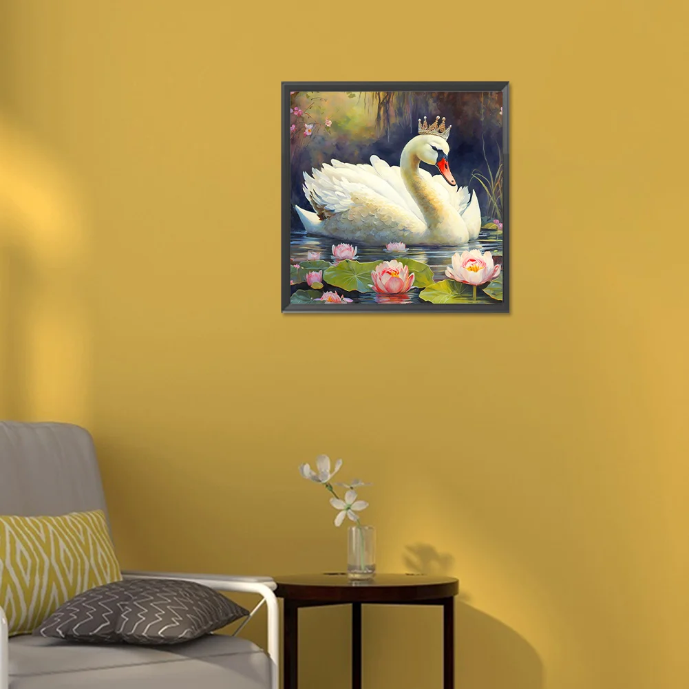 Full Round Diamond Painting 30*30cm - White Swan