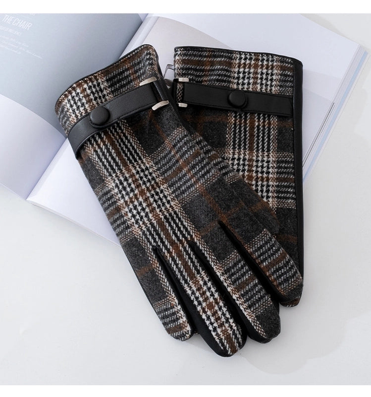 Men’s Business Retro Plaid Gloves 1 Set