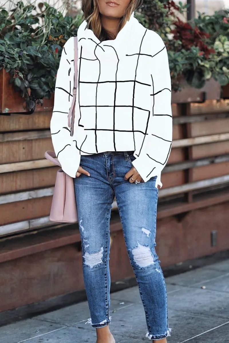 Turtleneck Plaid Casual Sweater