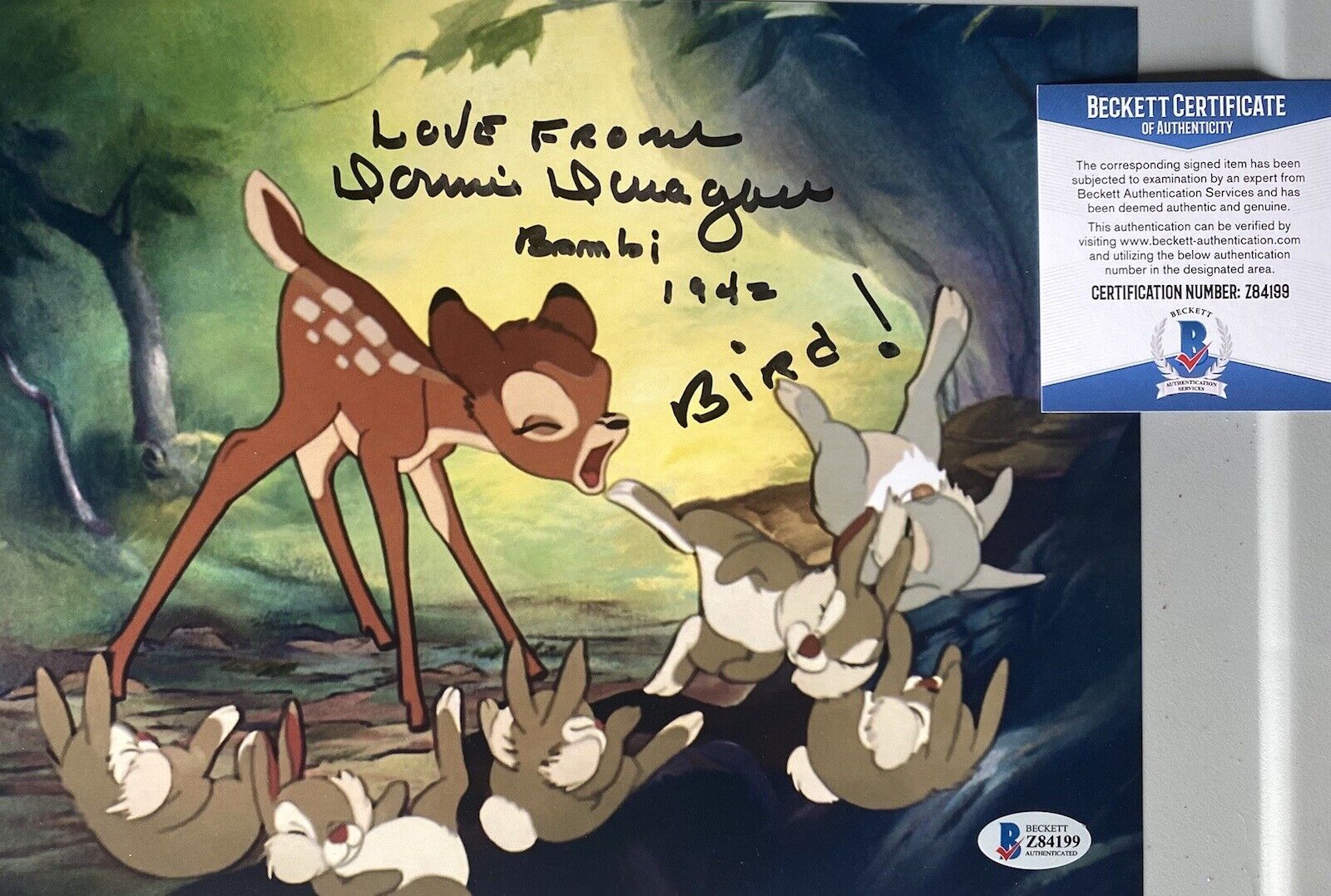 Bambi , Donnie Dunagan Signed Autographed 8x10 Photo Poster painting Beckett Authenticated