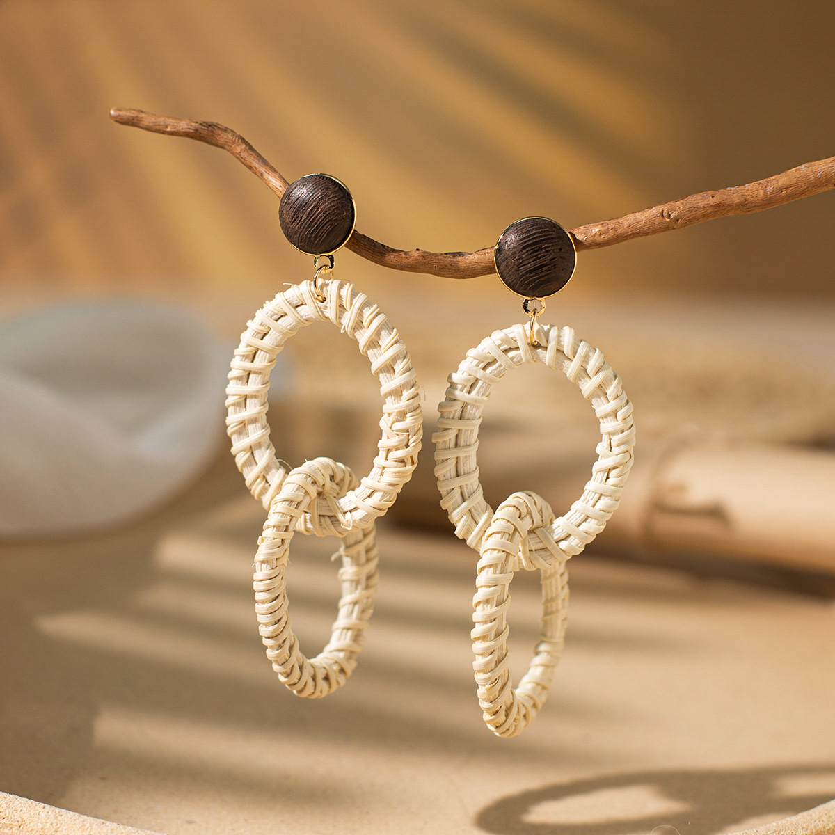 Women's Holiday Bohemian Style Raffia Hand-woven Earrings