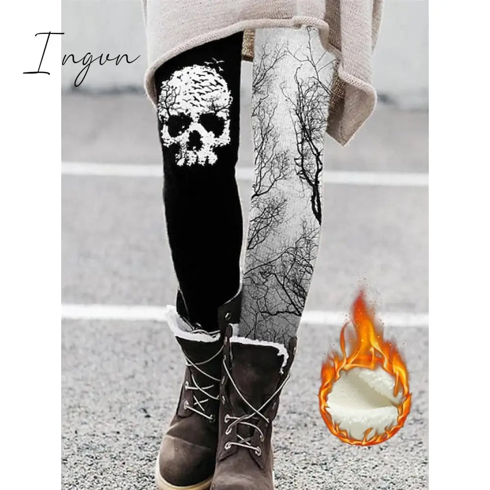 Ingvn - Women’s Tights Leggings Full Length Print Stretchy High Waist Fashion Halloween Casual