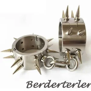 pornhint Pornhint Stainless Steel Spiked Handcuffs Wrist Handcuff Flirt Fetishs Restraints Cosplay
