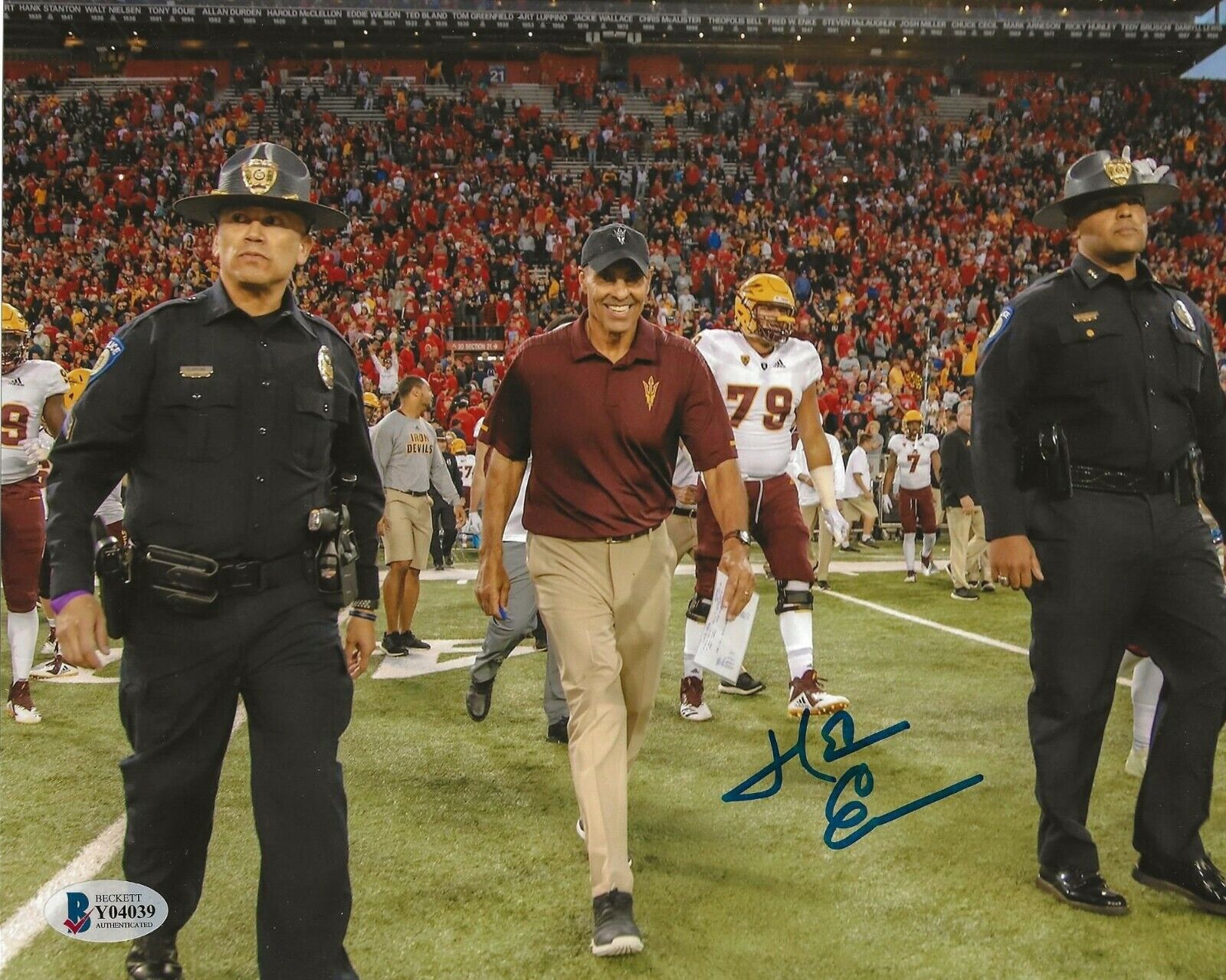 Herm Edwards signed Arizona State Sun Devils 8x10 Photo Poster painting autographed Beckett