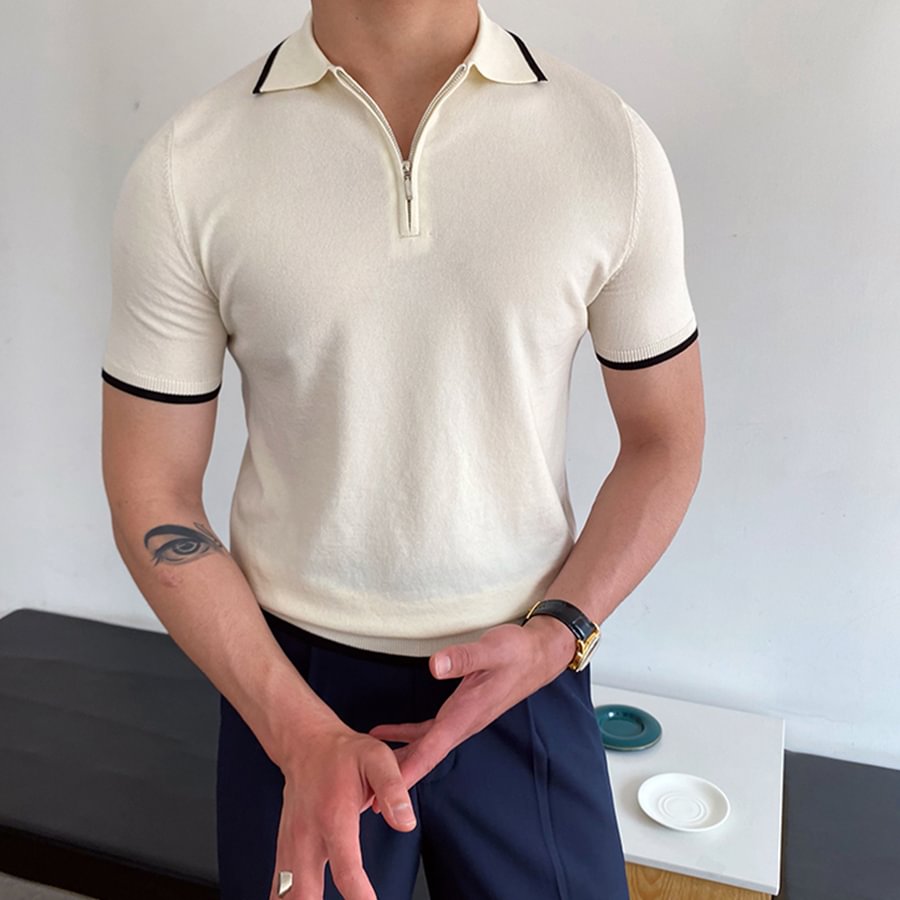 Fashion Casual Men's Zipper Polo Shirt-Compassnice®