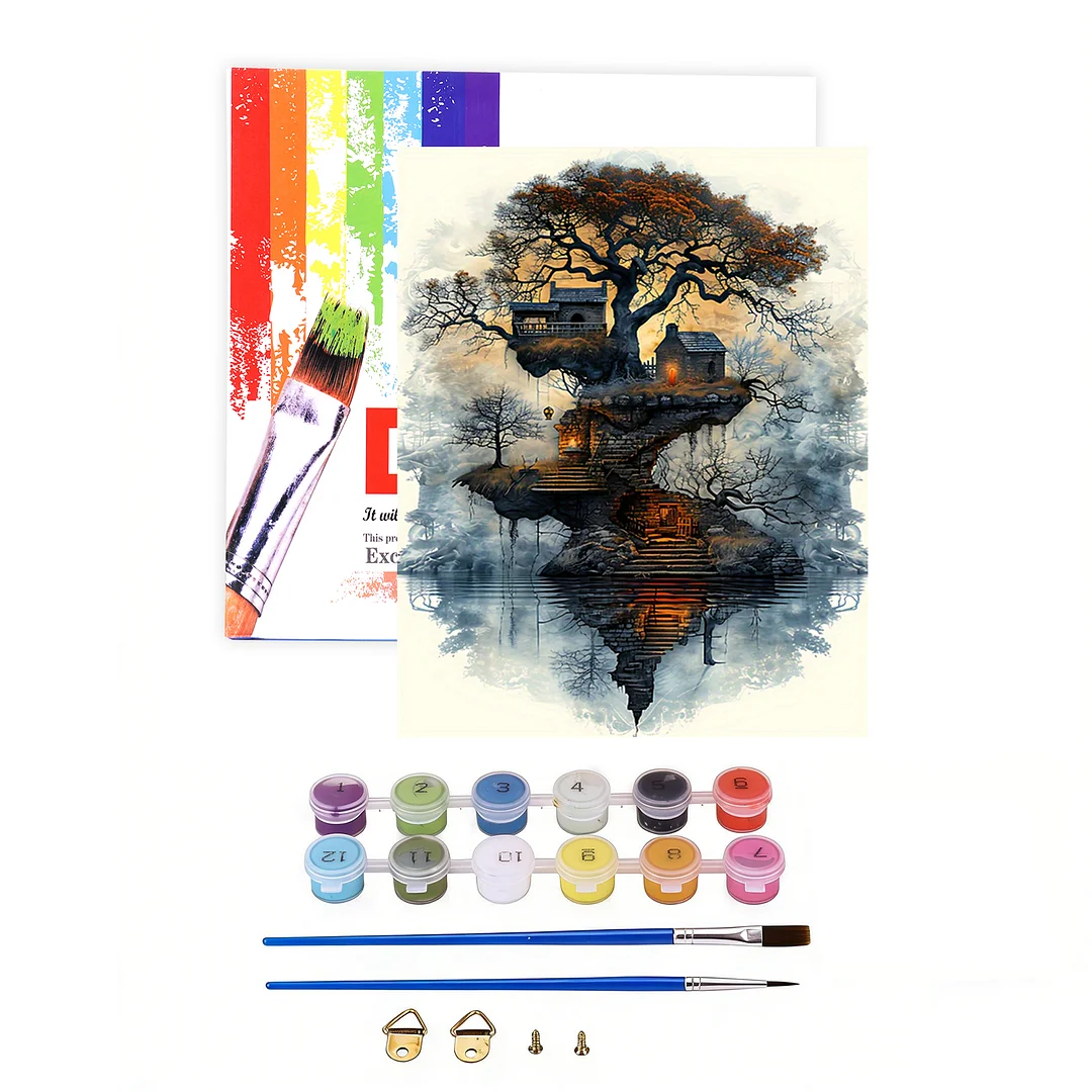 Treehouse DIY Paint By Numbers Kit on Canvas 40x50cm Without Frame Paint by Numbers Kits Drawing Paintwork for Beginners Adults Gift Home Wall Decor