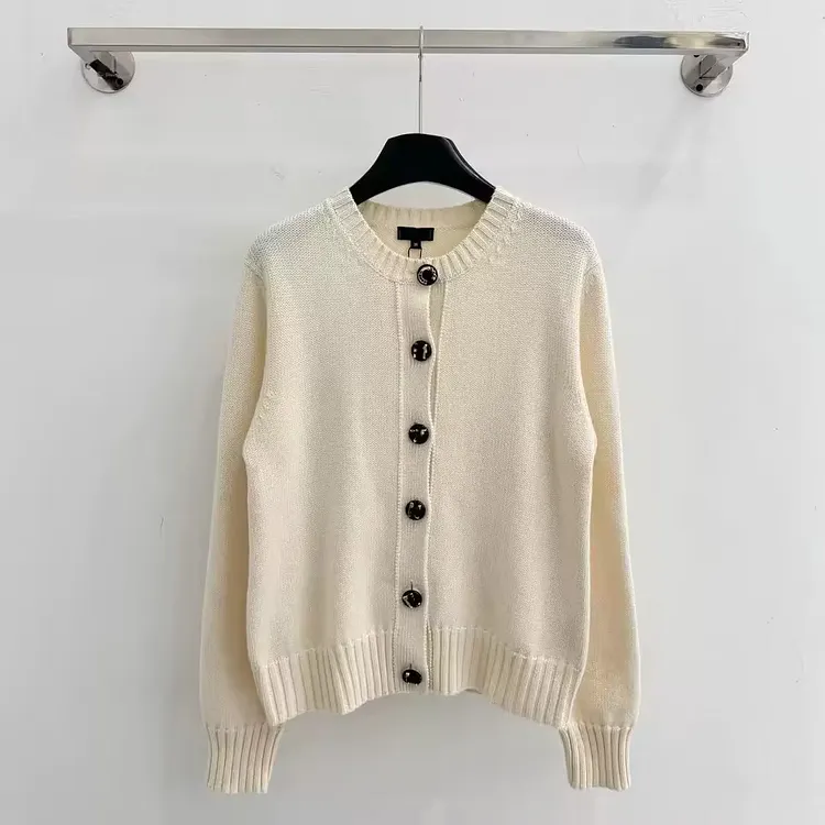 Pop Fashionable Knitted&nbsp; Jacket Women's Spring New Style Simple Match All Seasons Crew Neck Long Sleeve Cardigan