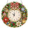 Acrylic Special Shape Xmas Wreath Diamond Pearl Painting Clock Handicraft Hanging Kit