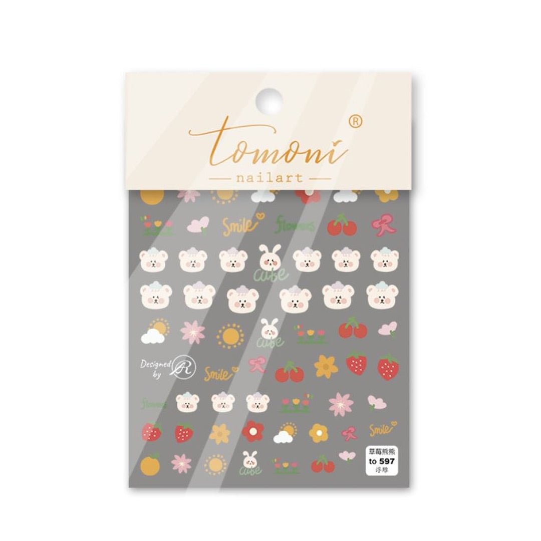 Beautizon Fruit Teddy bear Cute images High Quality 5D Engraved Nail Stickers Nail Art Decorations Nail Decals Design