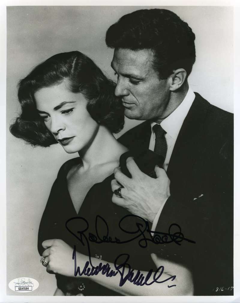 Lauren Bacall Robert Stack JSA Cert Hand Signed 8x10 Photo Poster painting Autograph