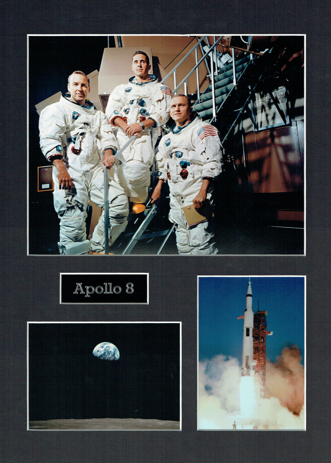 Apollo 8 16x12 Mounted Crew Photo Poster painting Astronaut Space Montage