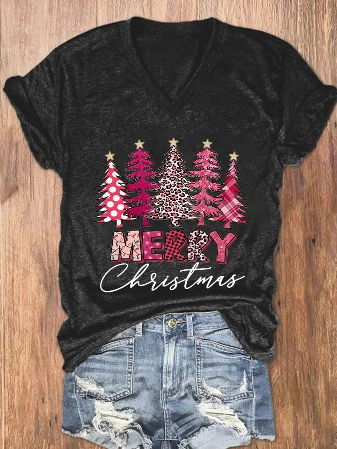 Women's   Tree Merry   Print T-Shirt