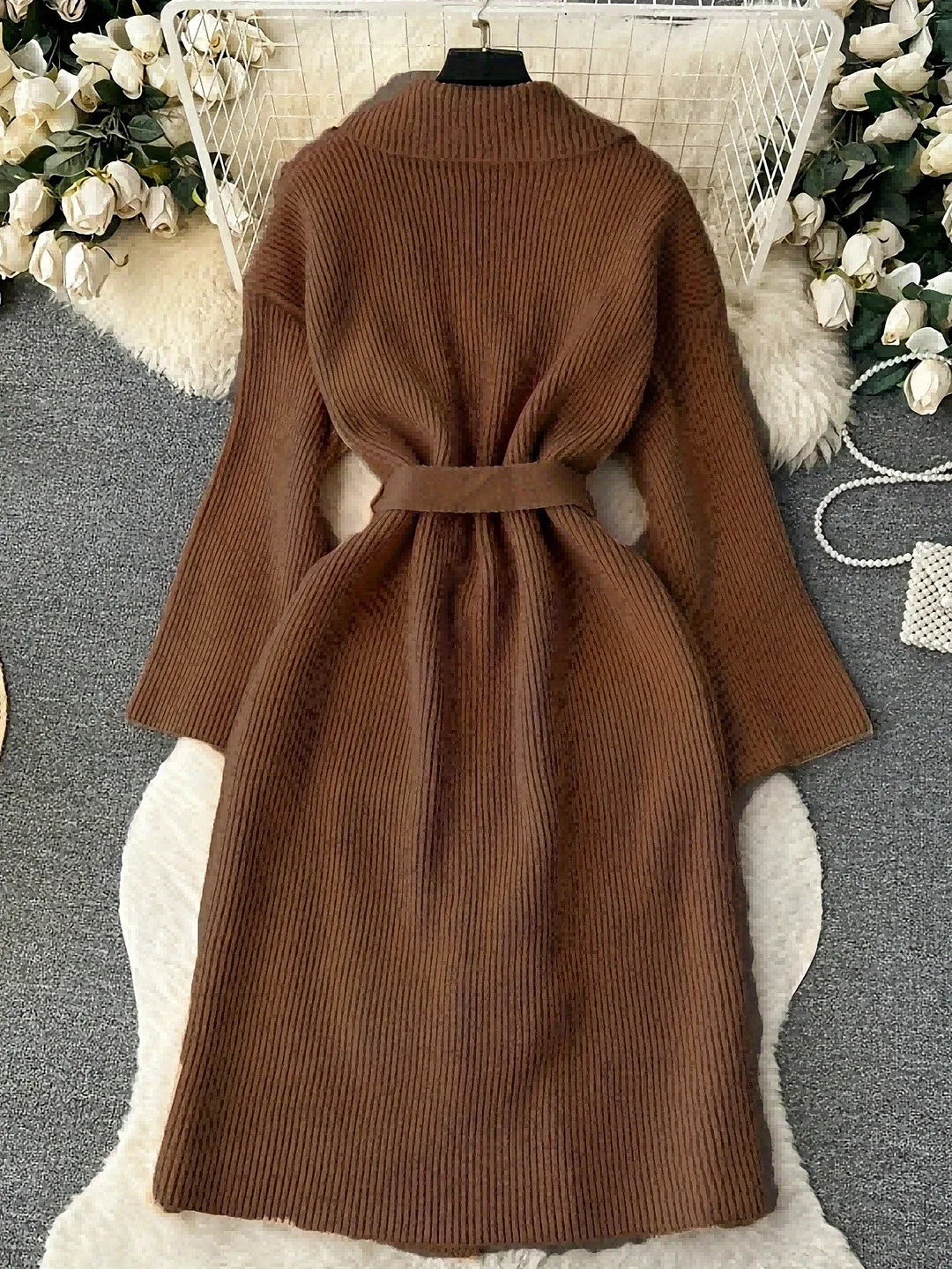 Nigikala Nigikala And Simple Sweater Coat Long Fashion Knitted Cardigan Coat Women's Clothing