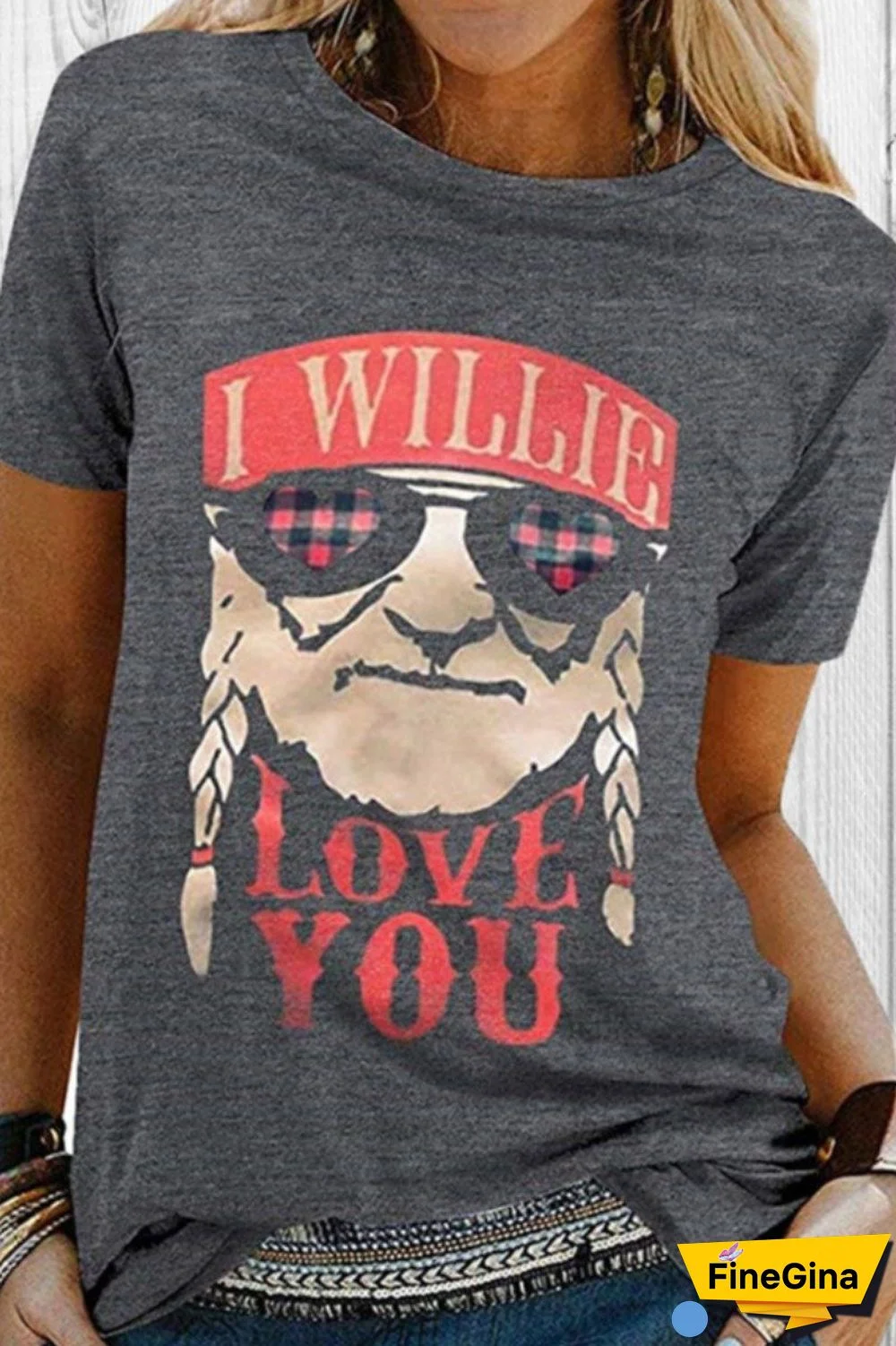 Cartoon Print Grey T-shirt